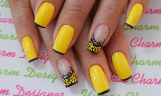 fotos de unhas decoradas amarela