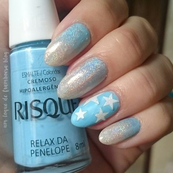 unhas decoradas com estrelas