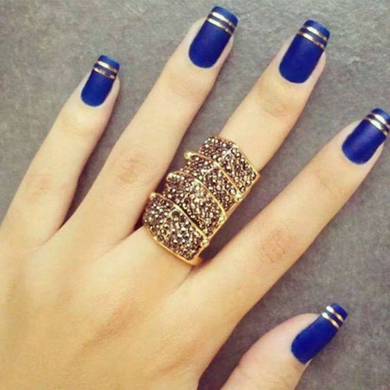 unhas decoradas azul 2019