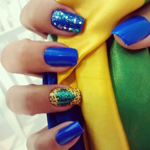 como fazer Unhas decoradas bandeira do brasil